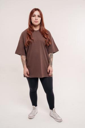 Camiseta Heavy Oversized - Marrom (Liso) 100% Algodão de fio 20.1 penteado.     