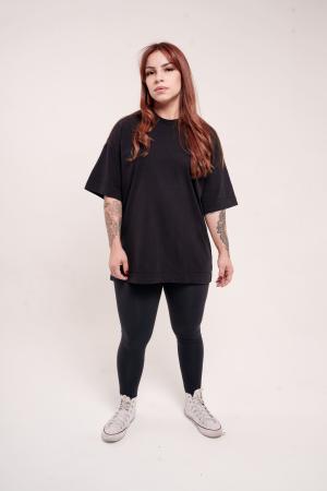 Camiseta Heavy Oversized - Preto (Liso) 100% Algodão de fio 20.1 penteado.     