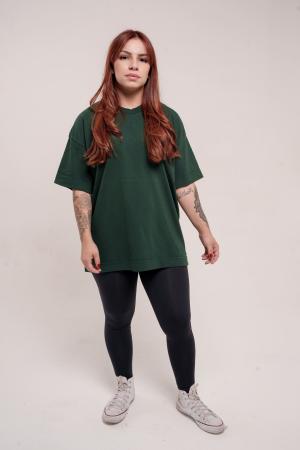 Camiseta Heavy Oversized - Verde Musgo (Liso) 100% Algodão de fio 20.1 penteado.     