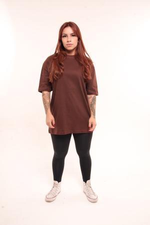 Camiseta Streetwear Oversized - Marrom (Liso) 100% Algodão de fio 30.1 penteado.     