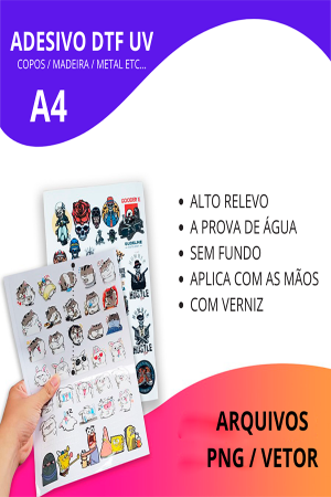 Adesivo DTF UV Pronto para Aplicação - A4      